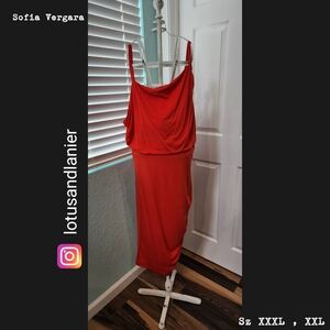 Sofia Vergara Red Asymmetrical Dress Sz XXXL